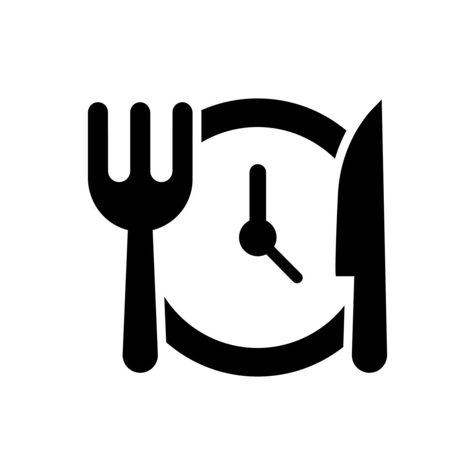 mangiare tempo icona, logo isolato su bianca sfondo vettore