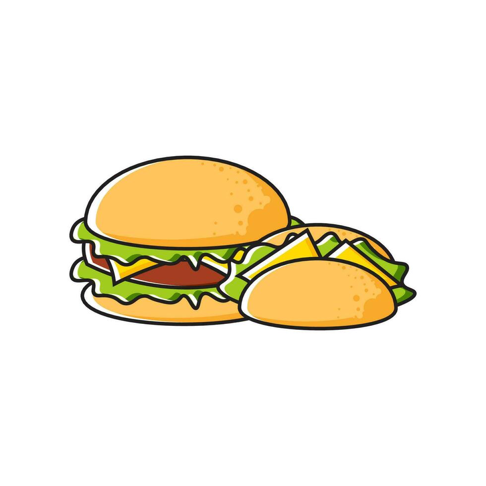 illustrazione di veloce cibo hamburger, taco vettore