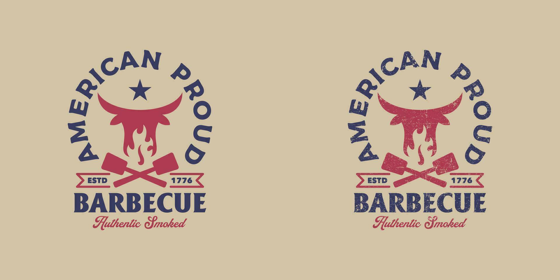 americano barbecue logo vettore