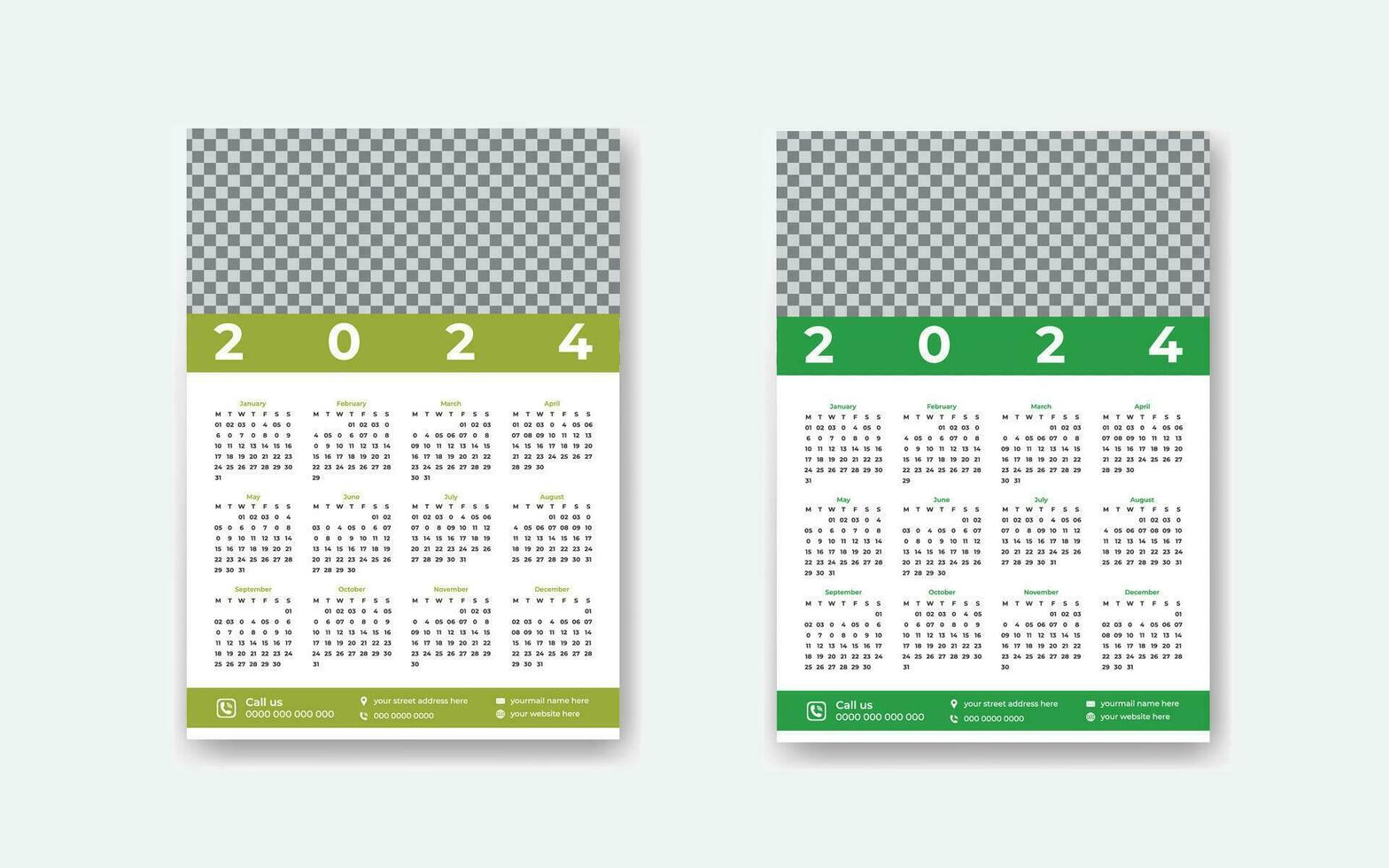 moderno e unico 2024 calendario design modello vettore