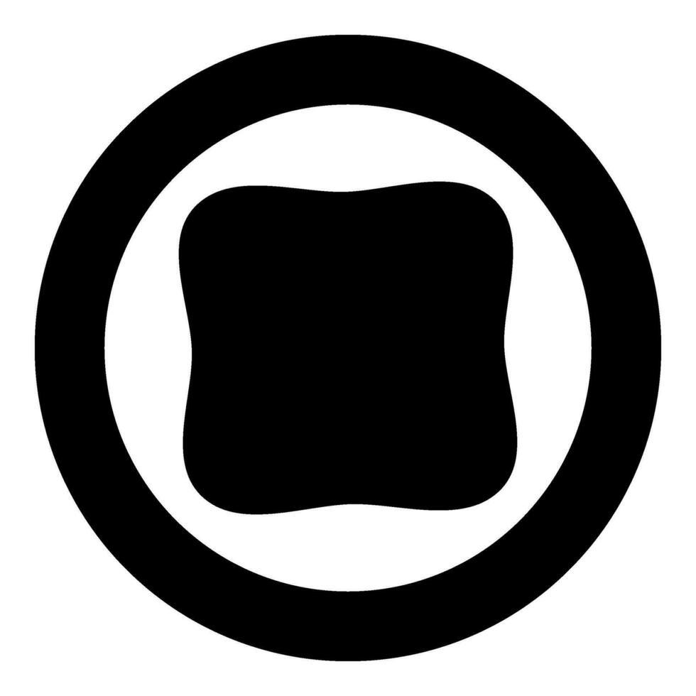 piazza avere arrotondato angoli rettangolo forma icona nel cerchio il giro nero colore vettore illustrazione Immagine solido schema stile