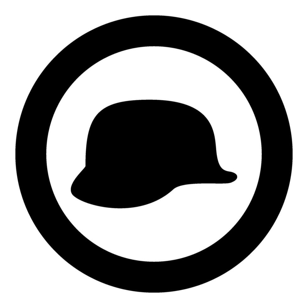 Tedesco casco di mondo guerra Due 2 stahlhelm ww2 icona nel cerchio il giro nero colore vettore illustrazione Immagine solido schema stile
