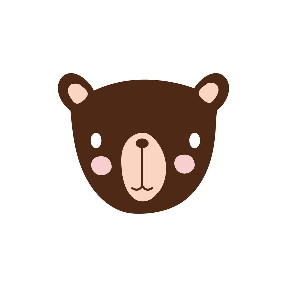 simpatico orso animale selvatico icona personaggio vettore