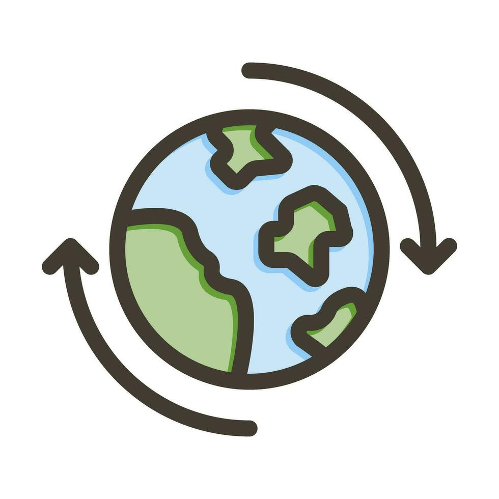 terra rotazione di spessore linea pieno colori per personale e commerciale uso. vettore
