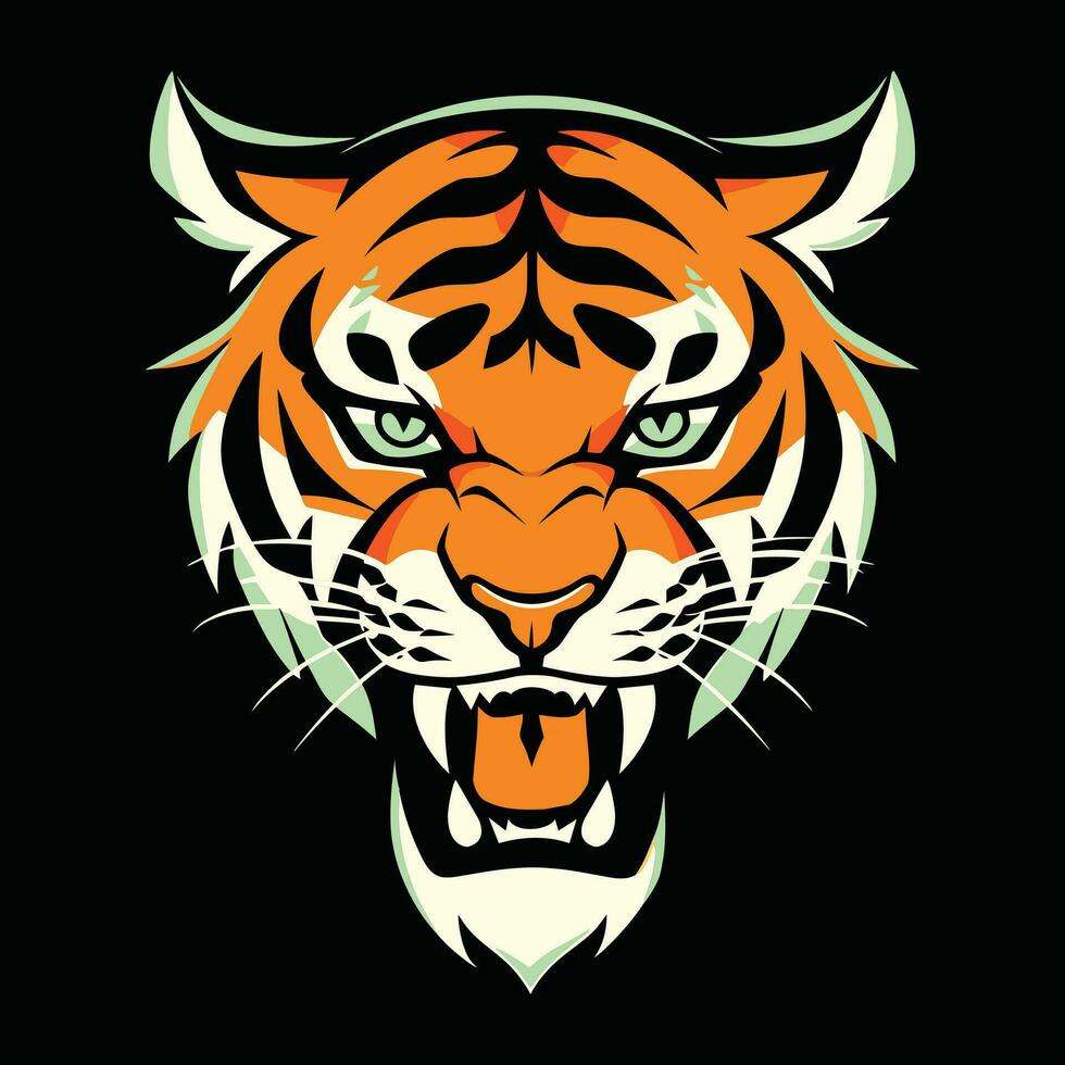 tigre testa portafortuna logo per sport. tigre maglietta design vettore