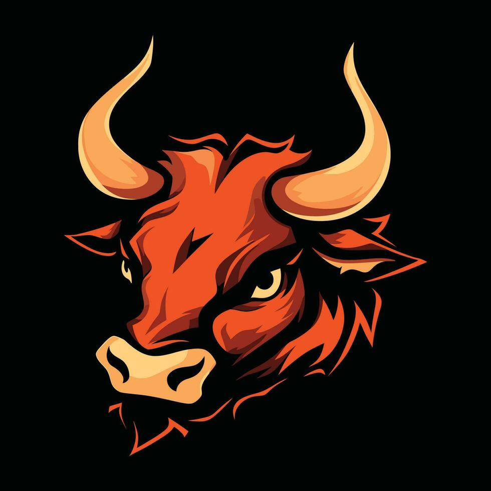 Toro testa portafortuna logo per sport. Toro maglietta design. Toro logo. Toro etichetta vettore
