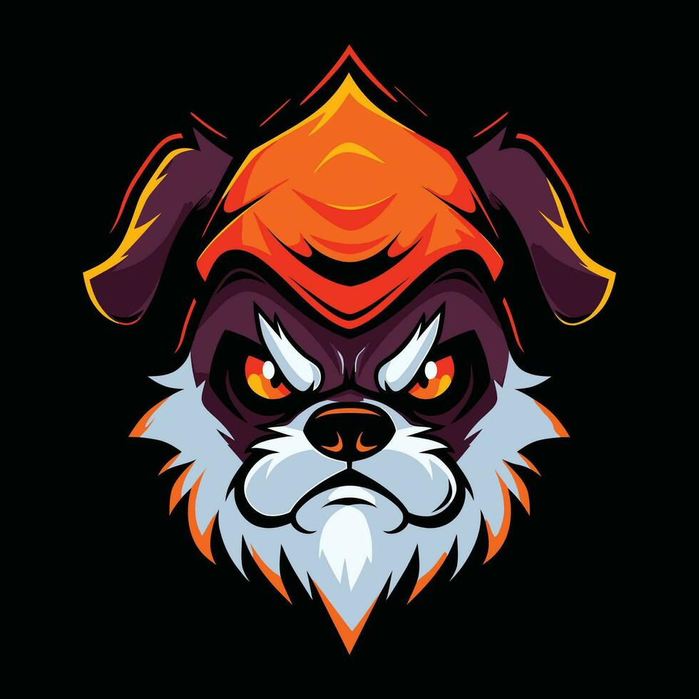 carino cane testa portafortuna logo per sport. carino cane maglietta design. carino cane logo. carino cane etichetta vettore