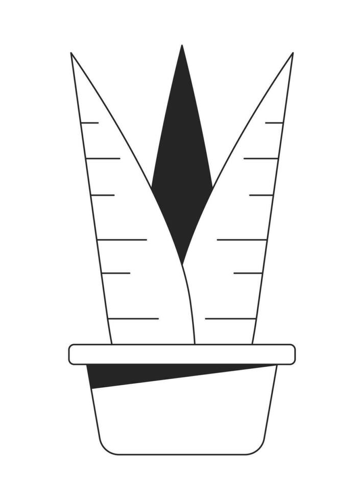 in vaso pianta della casa con lungo lancia sagomato le foglie piatto monocromatico isolato vettore oggetto. aloe pianta. modificabile nero e bianca linea arte disegno. semplice schema individuare illustrazione per ragnatela grafico design