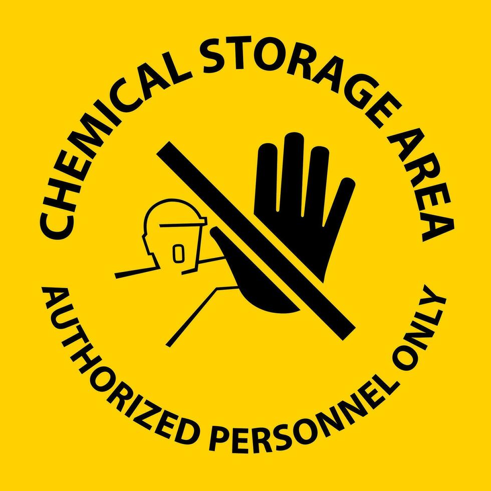 simbolo dell'area di stoccaggio dei prodotti chimici solo per personale autorizzato vettore