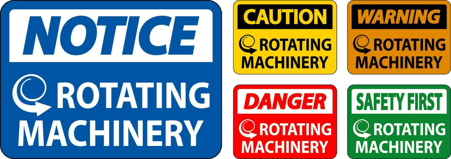 Pericolo cartello rotante macchinari su bianca sfondo vettore