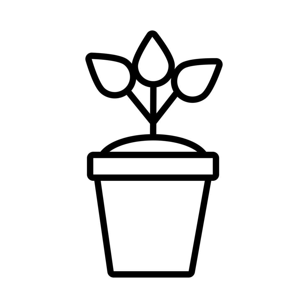 pianta di crescita in icona di stile linea vaso di ceramica vettore