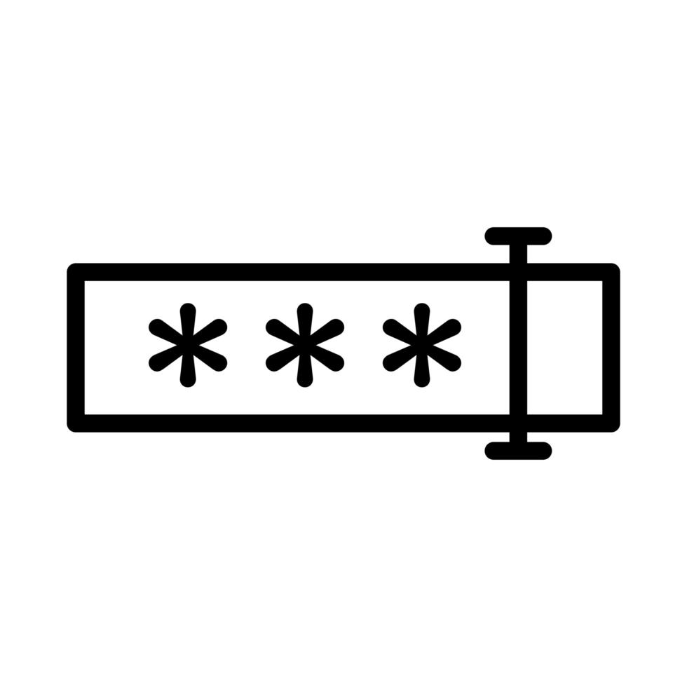 icona di stile della linea di sicurezza dei dati di accesso con password vettore