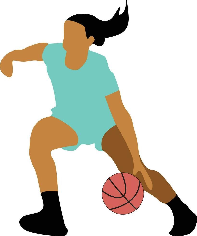Da donna posa dribblare pallacanestro giocatore vettore