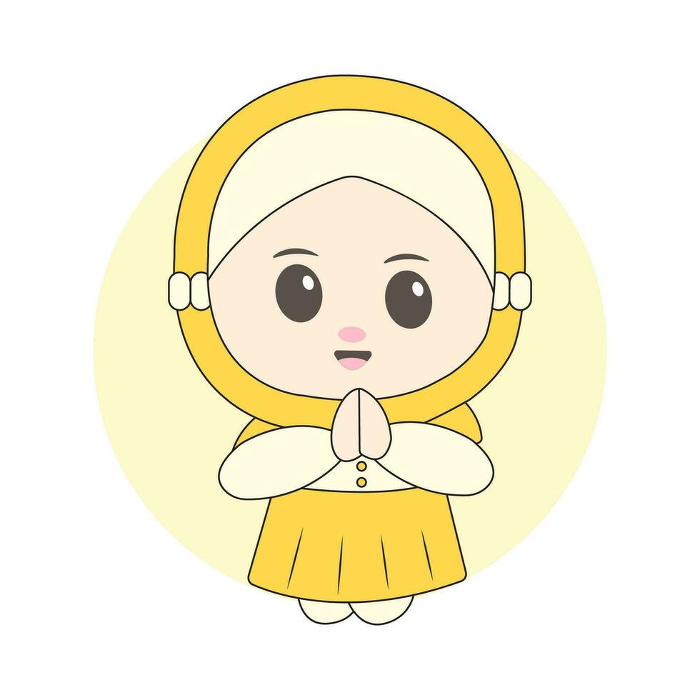 muslimah chibi personaggio vettore