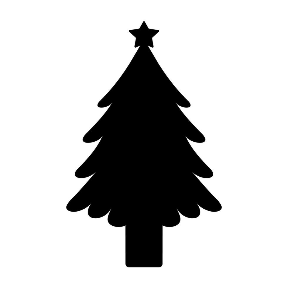 nero silhouette di Natale albero. abete albero nero icona isolato su bianca sfondo. vettore