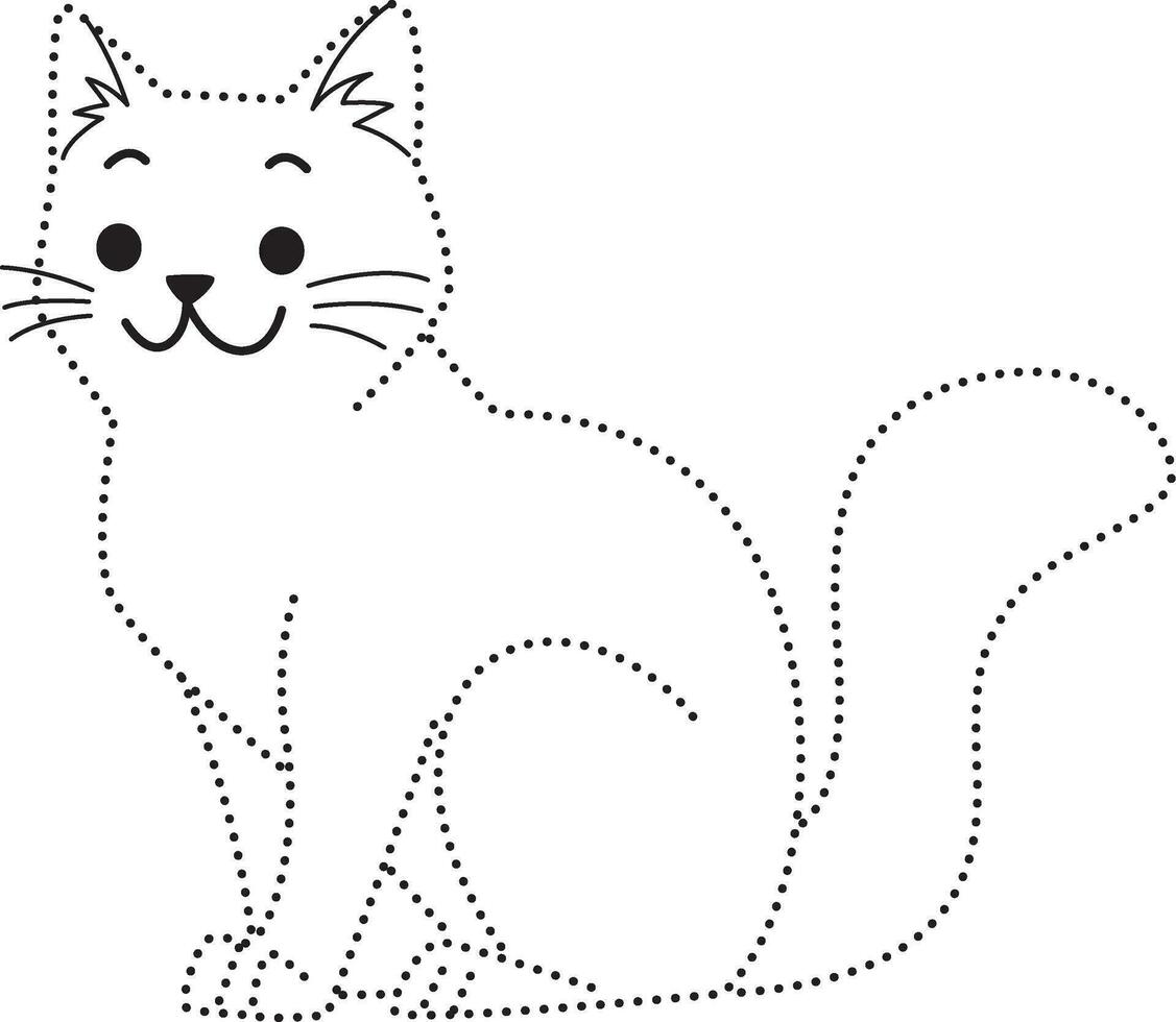 gatto animale rattoppato pratica disegnare cartone animato scarabocchio kawaii anime colorazione pagina carino illustrazione disegno clip arte personaggio chibi manga comico vettore