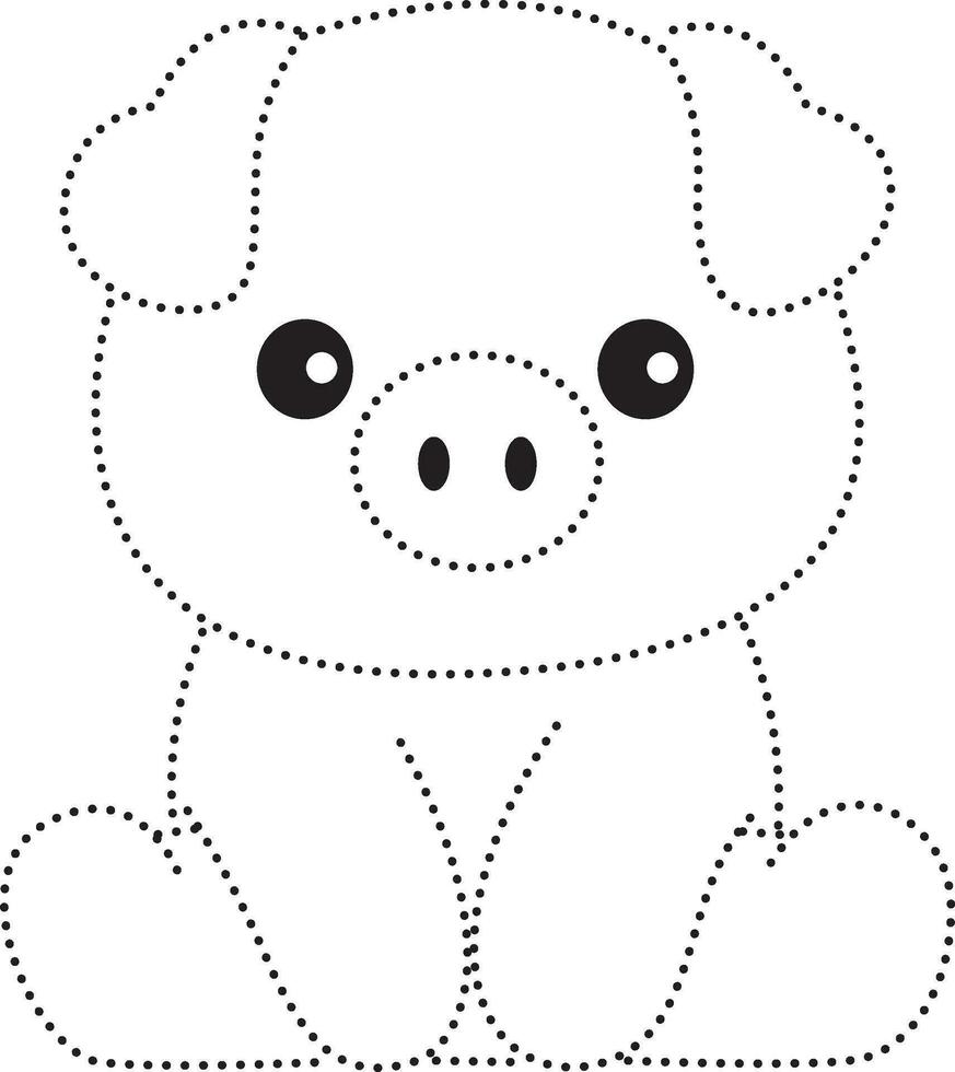 maiale tratteggiata linea disegnare pratica cartone animato scarabocchio kawaii anime colorazione pagina carino illustrazione disegno clip arte personaggio chibi manga comico vettore