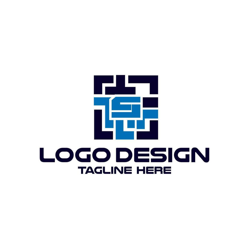 lettera S con labirinto tecnologia logo design vettore