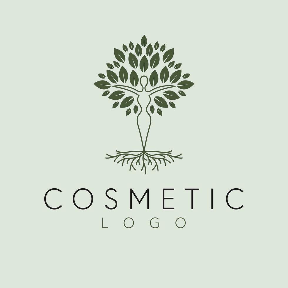 cosmetico vettore logo design. donna e albero logotipo. astratto crescita simbolo logo modello.