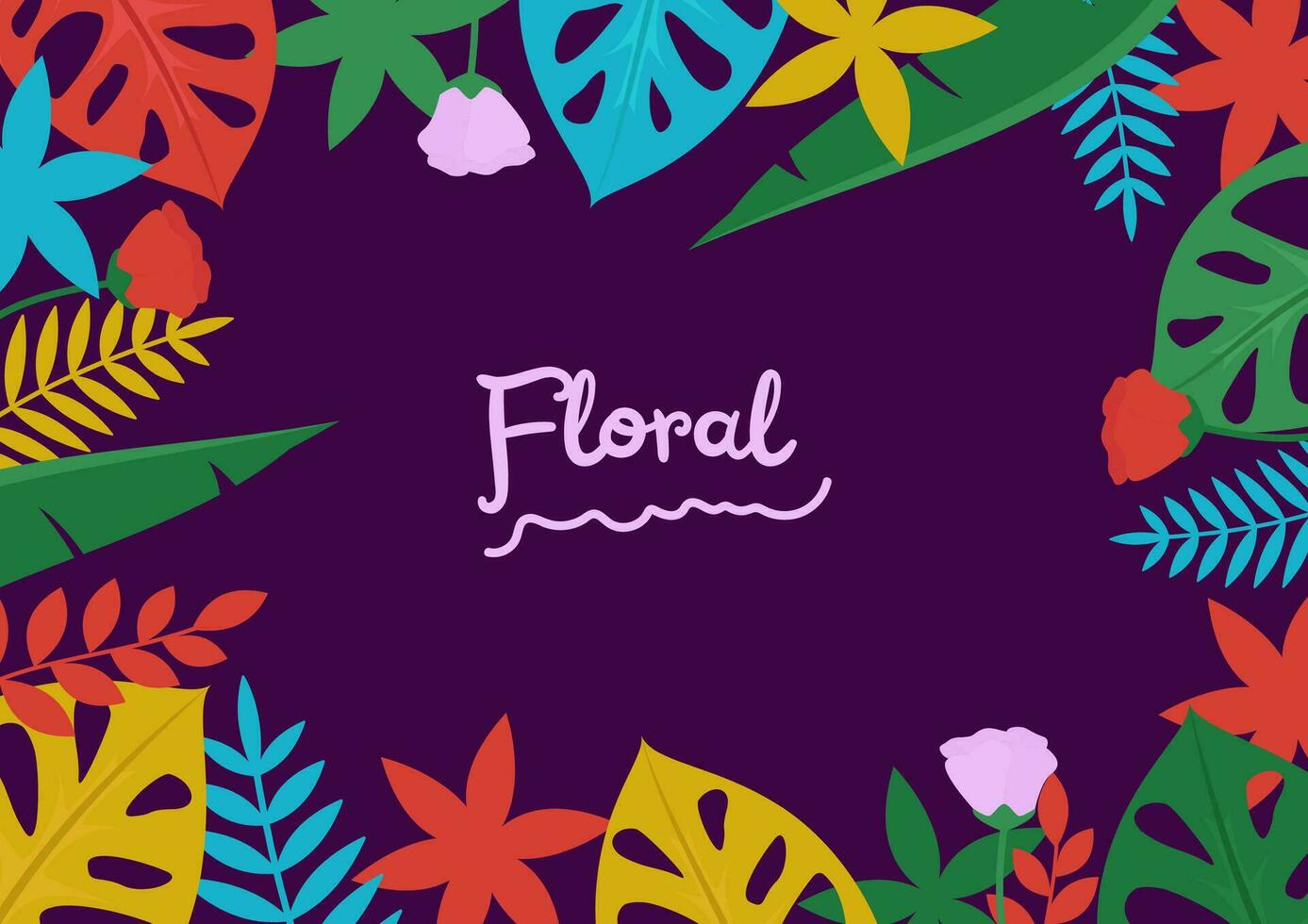 colorato tropicale le foglie e fiori manifesto sfondo vettore illustrazione.