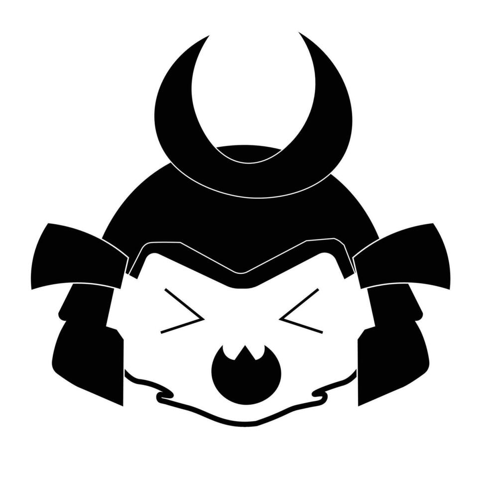 vettore logo design illustrazione. silhouette di un' testa indossare un' samurai maschera. isolato. congestionato. adatto per loghi, icone, mascotte, manifesti, annunci, maglietta disegni, promozioni.