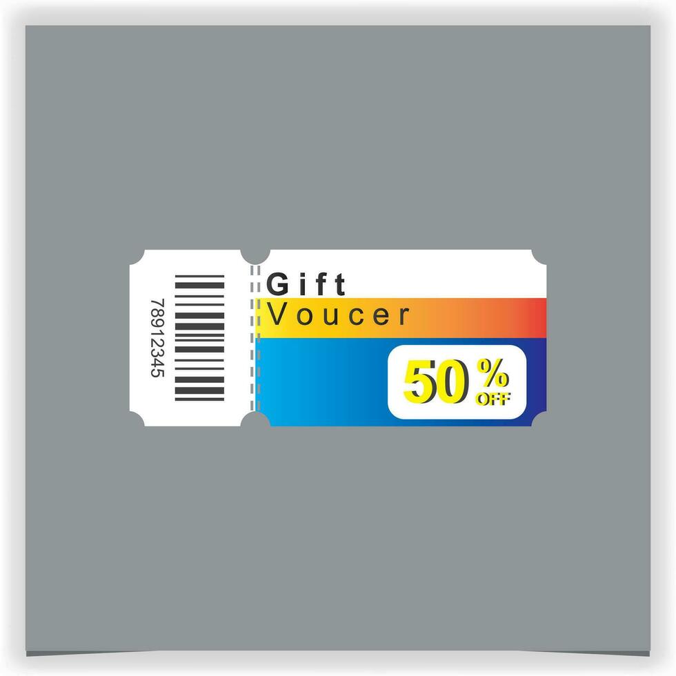 regalo voucher; tagliando modello isolato su grigio sfondo sconto buono 50 via promozione vendita premio illustrazione modello vettore eps 10