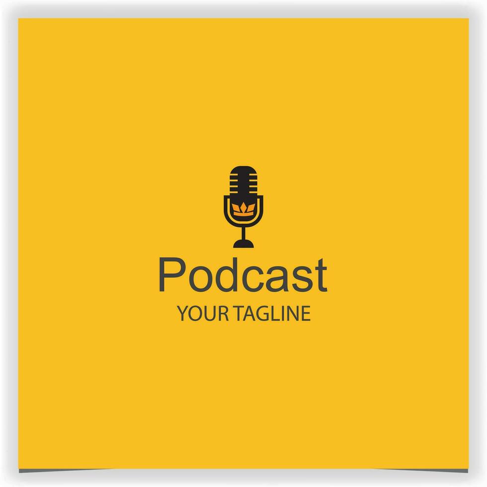 semplice re microfono Podcast Radio logo premio elegante modello vettore eps 10