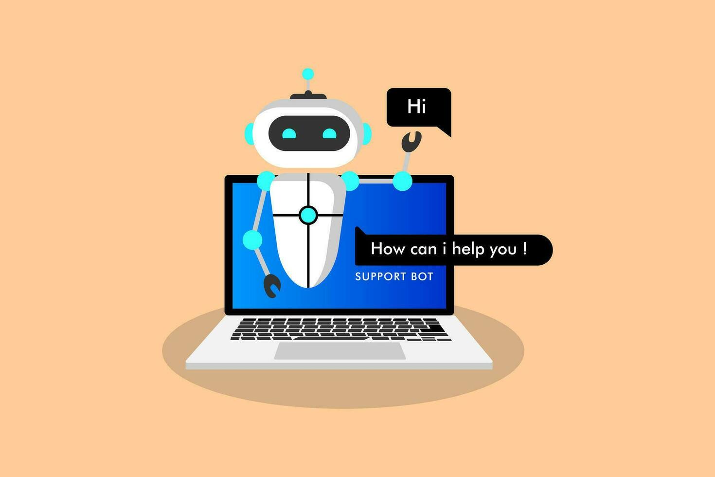 Chiacchierare Bot o chiacchierone, chatbot icona concetto, robot virtuale assistenza vettore