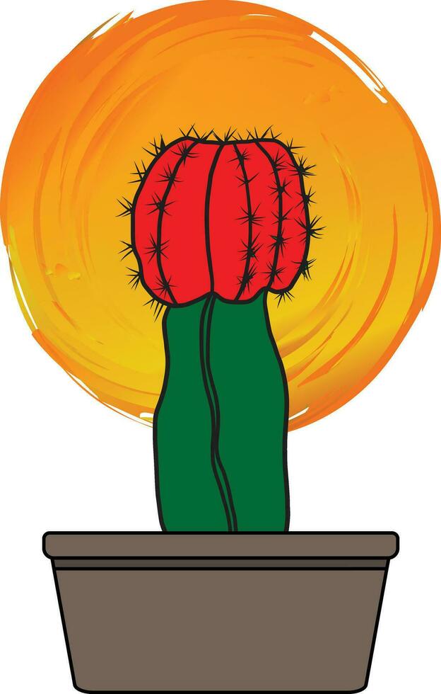 astratto cactus pianta nel il pentola con arancia sfondo. vettore