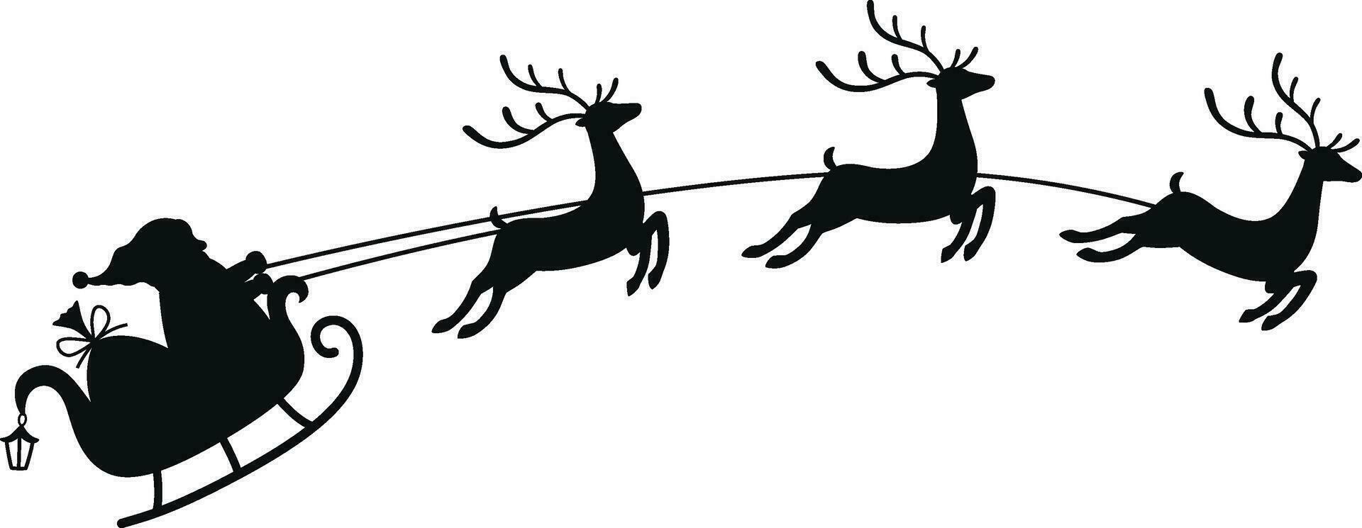 Santa è volante nel un' slitta con renna vettore