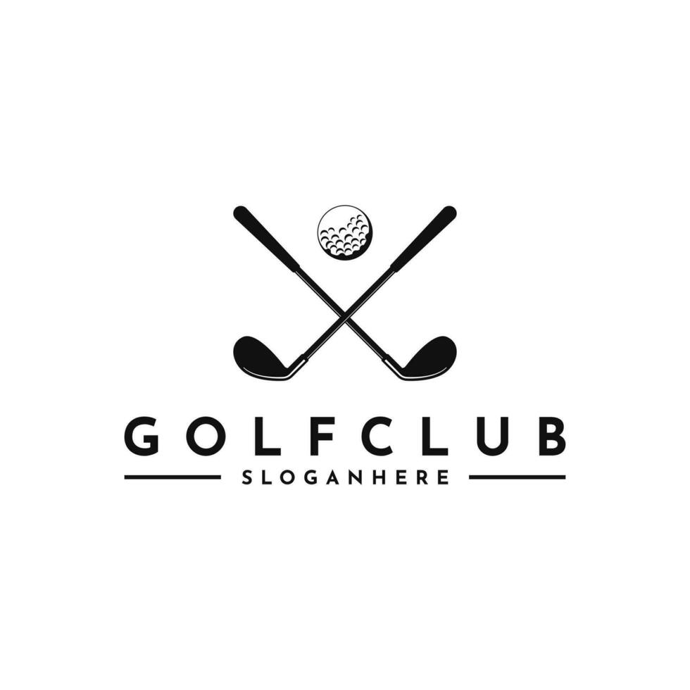 Vintage ▾ retrò golf attraversato logo design idea vettore