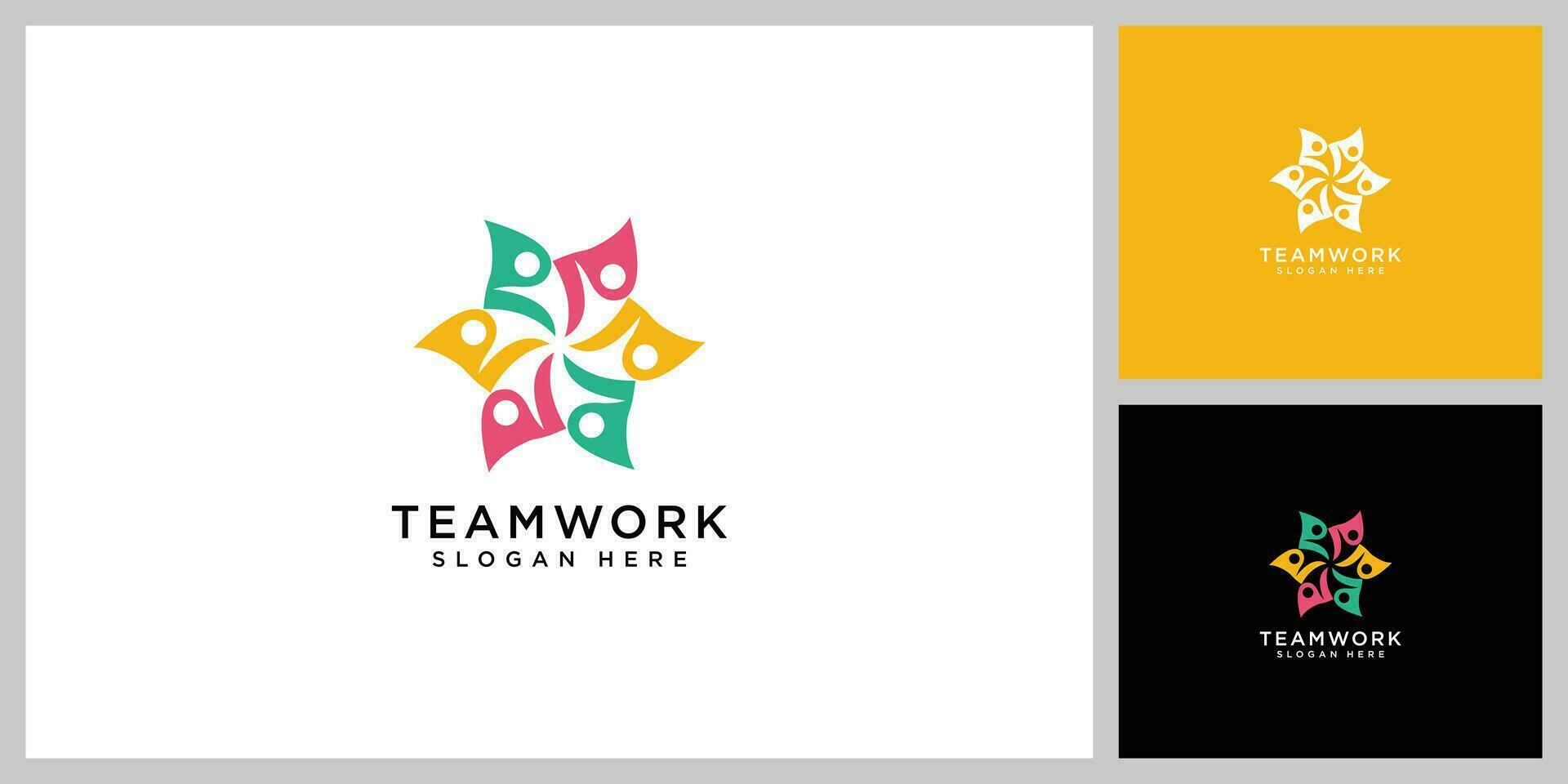 design del logo della comunità di persone di lavoro di squadra vettore