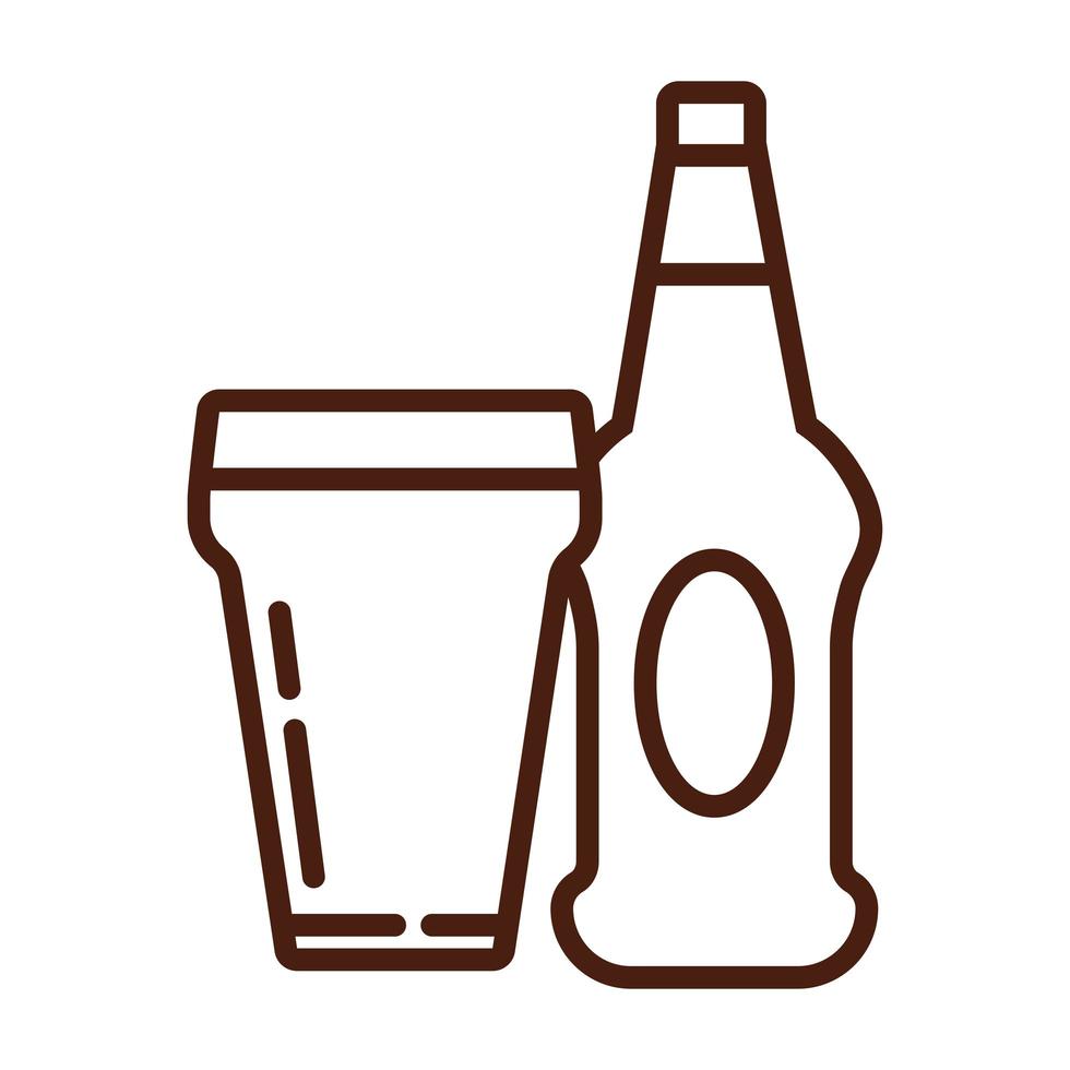 bicchiere da birra e bottiglia da bere stile linea giornata internazionale vettore