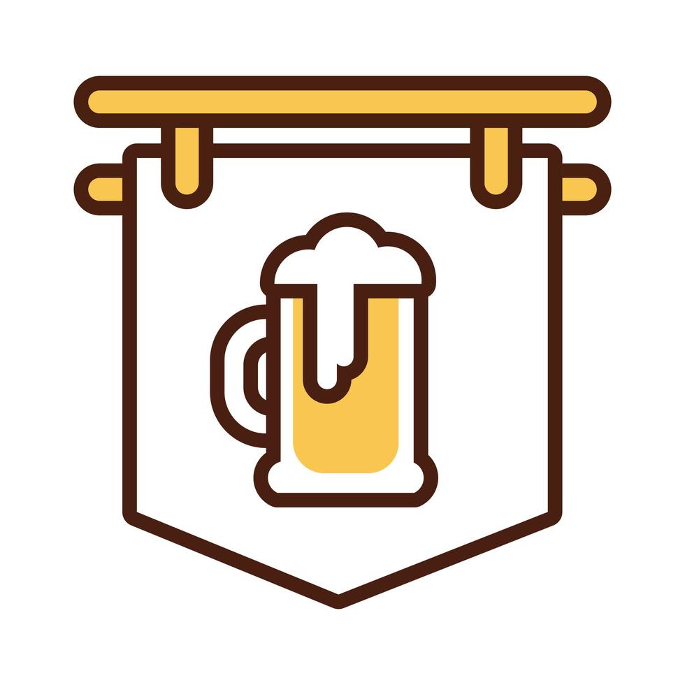 barattolo di birra bevanda in etichetta appesa linea giornata internazionale e stile di riempimento vettore