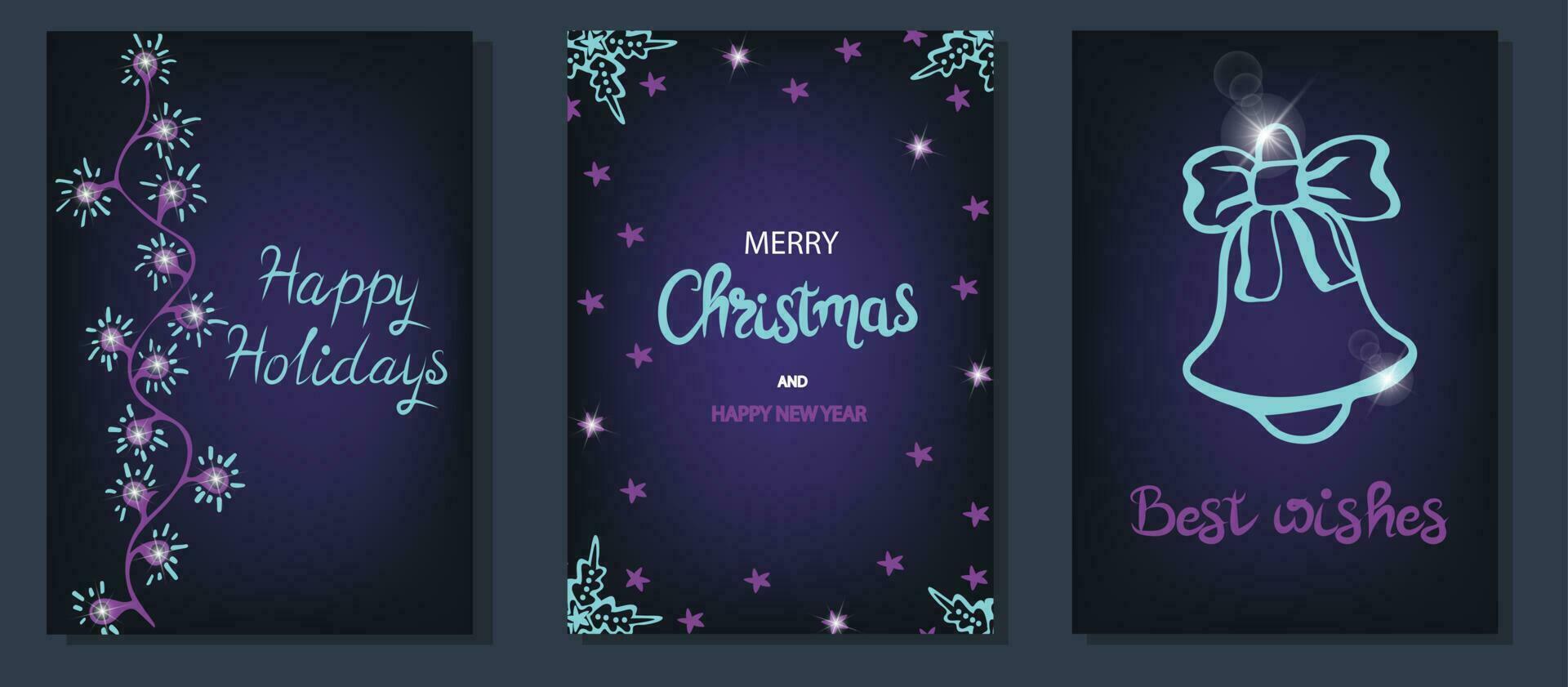 impostato di Natale saluto carta con mano lettering vettore