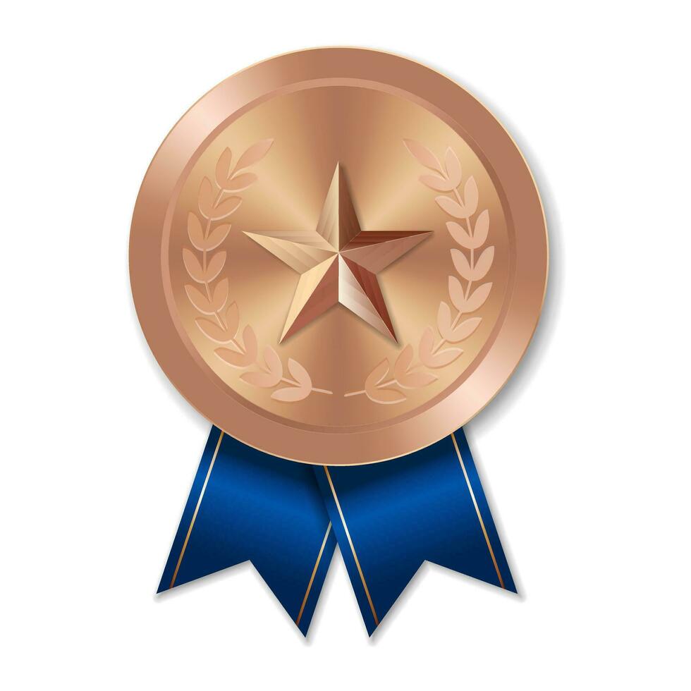 medaglia di bronzo con illustrazione a stella dalle forme geometriche vettore