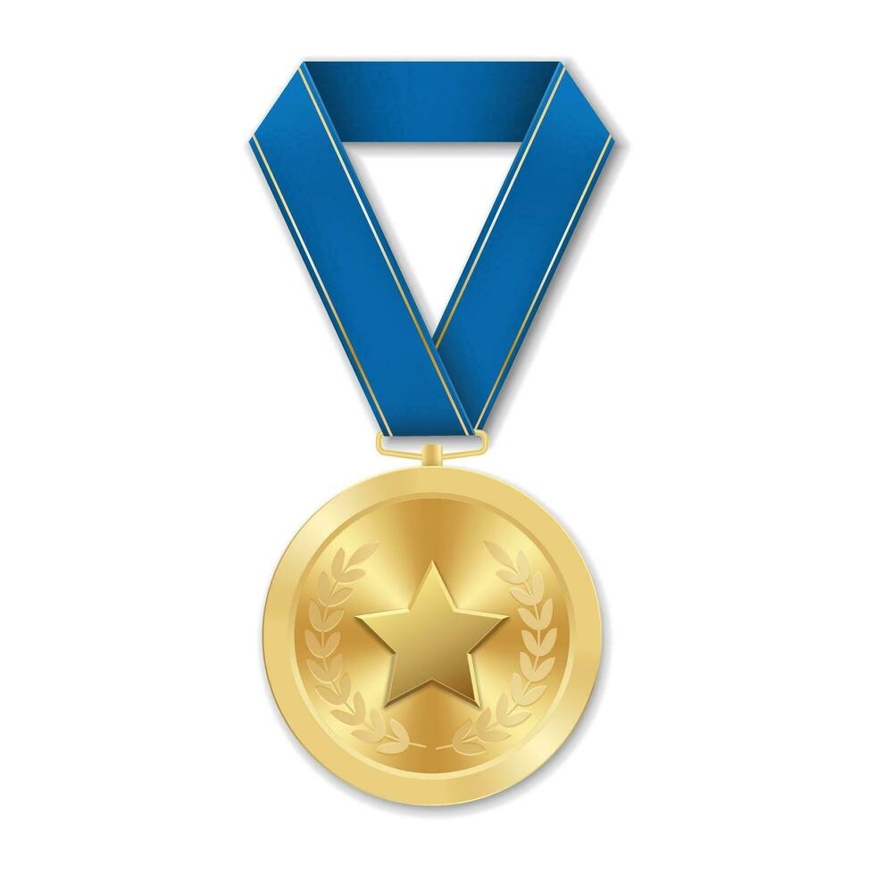 medaglia d'oro con illustrazione a stella da forme geometriche vettore