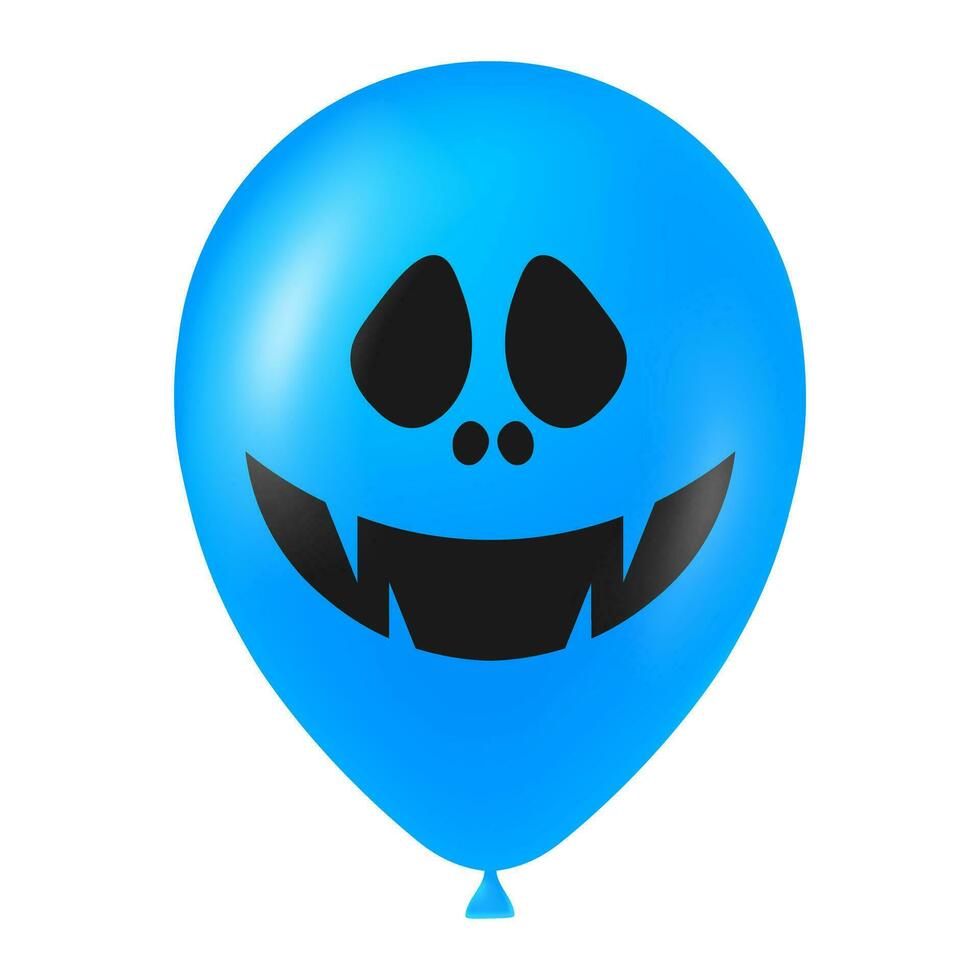 Halloween blu Palloncino illustrazione con pauroso e divertente viso vettore
