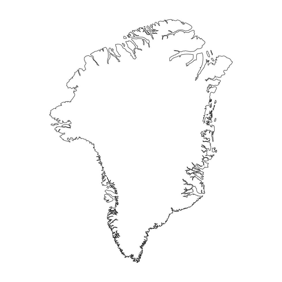 mappa della Groenlandia altamente dettagliata con bordi isolati su sfondo vettore
