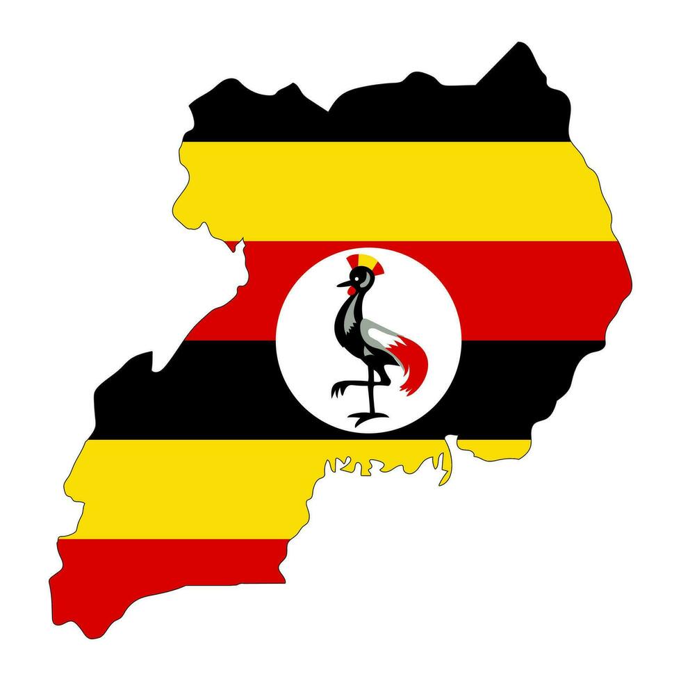 Uganda carta geografica silhouette con bandiera isolato su bianca sfondo vettore