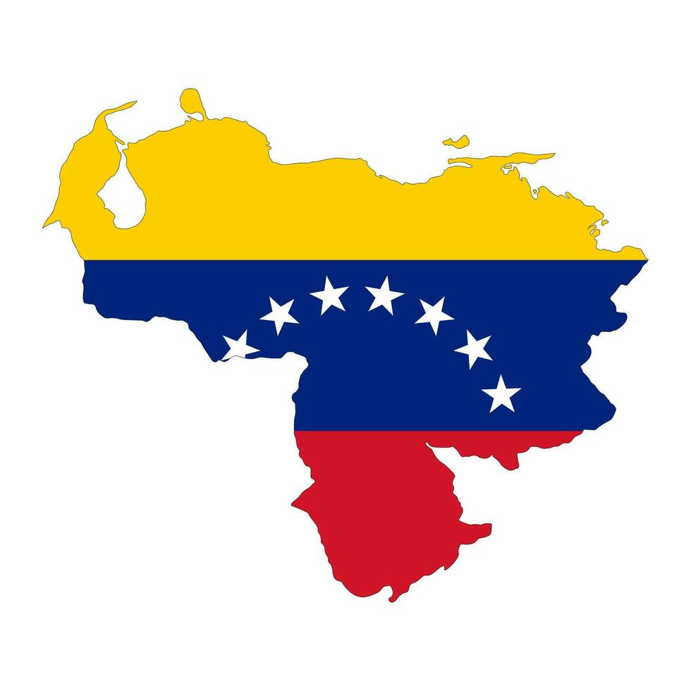 Venezuela carta geografica silhouette con bandiera isolato su bianca sfondo vettore