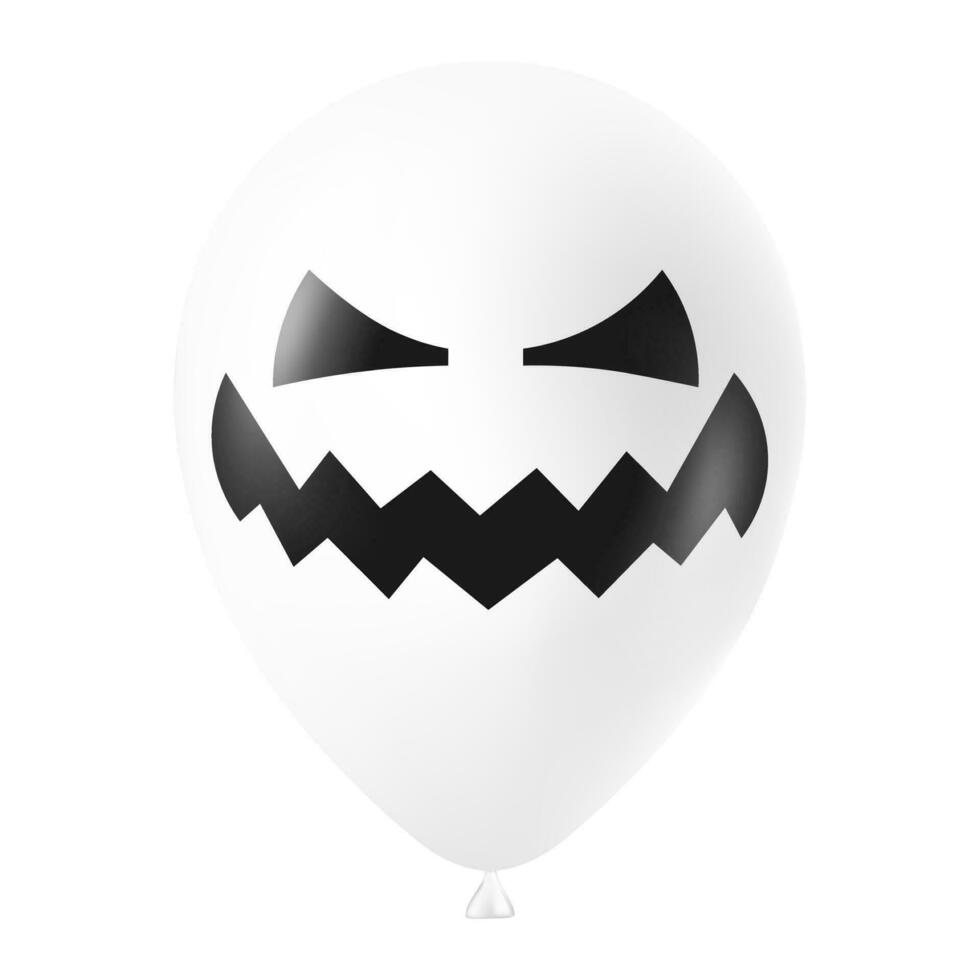 Halloween bianca Palloncino illustrazione con pauroso e divertente viso vettore