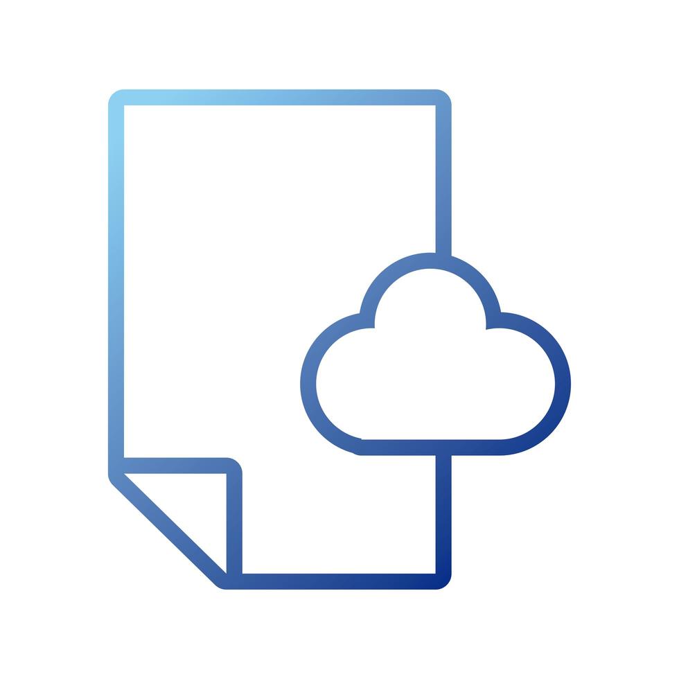 documento cartaceo con icona di stile gradiente di cloud computing vettore