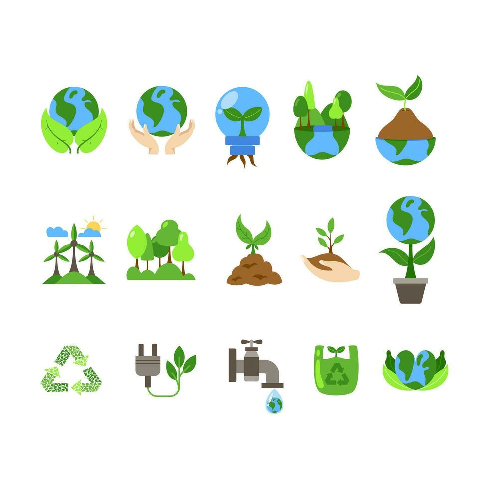 terra giorno elemento illustrazione, verde energia per sostenibile sviluppo tecnologia. partire verde e riciclabile simbolo vettore