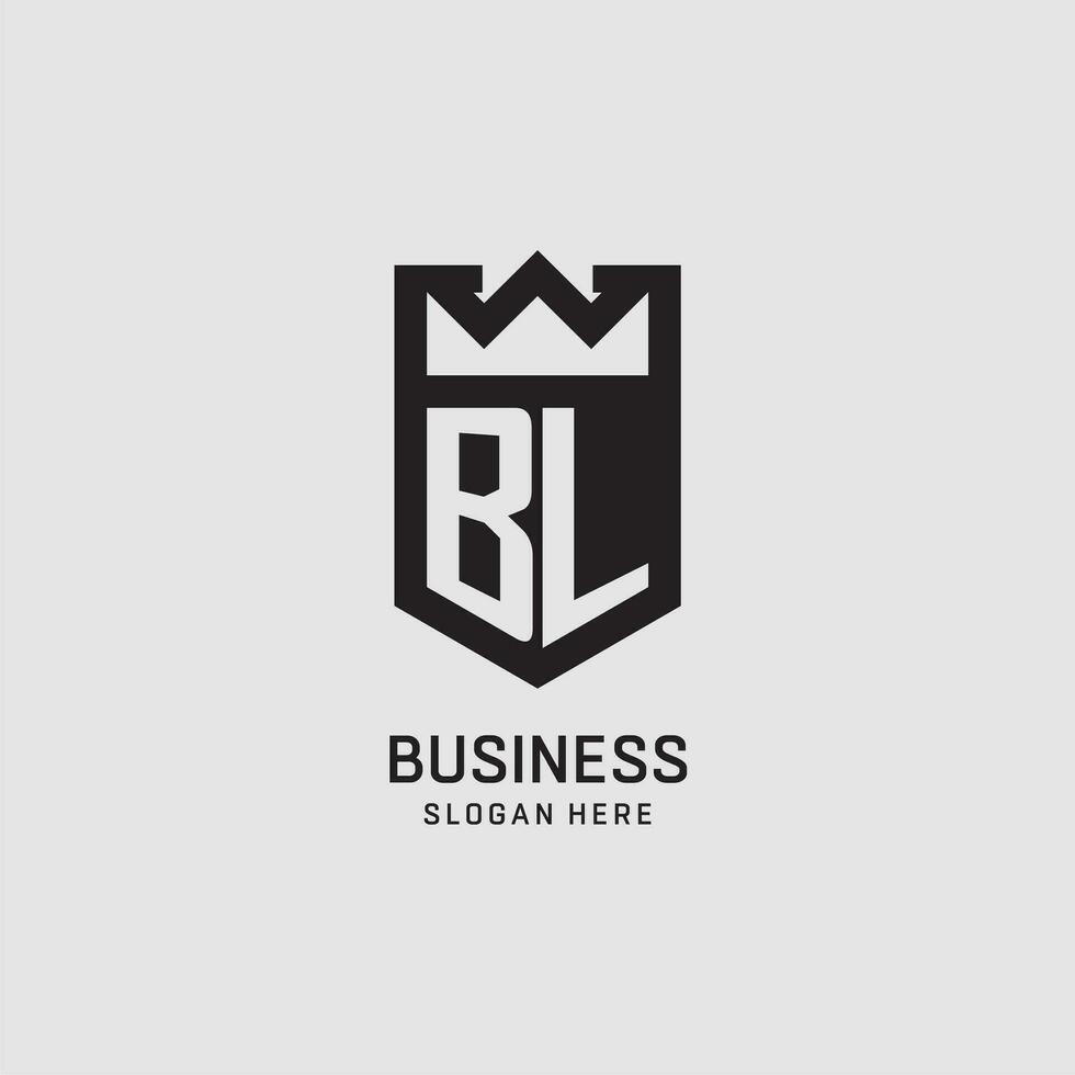 iniziale bl logo scudo forma, creativo esport logo design vettore