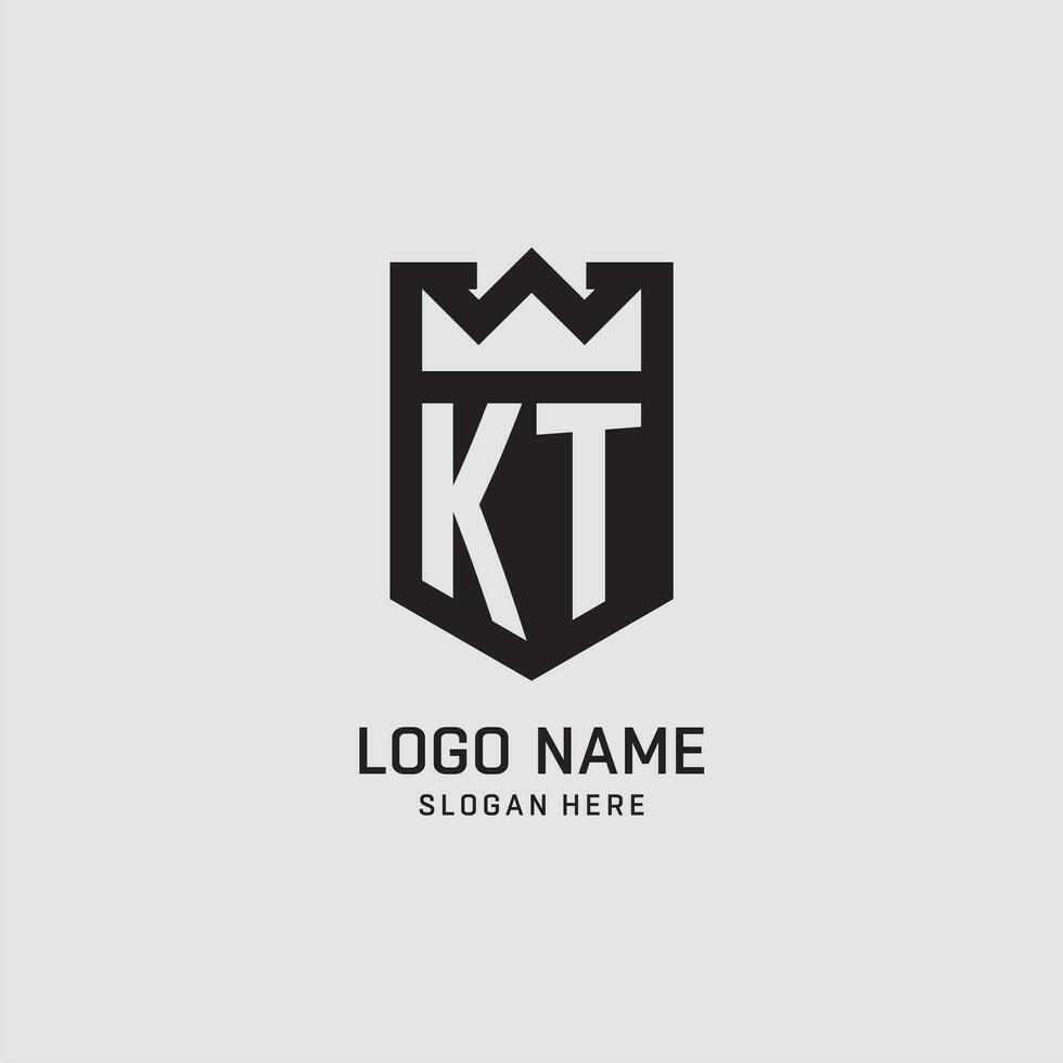 iniziale kt logo scudo forma, creativo esport logo design vettore