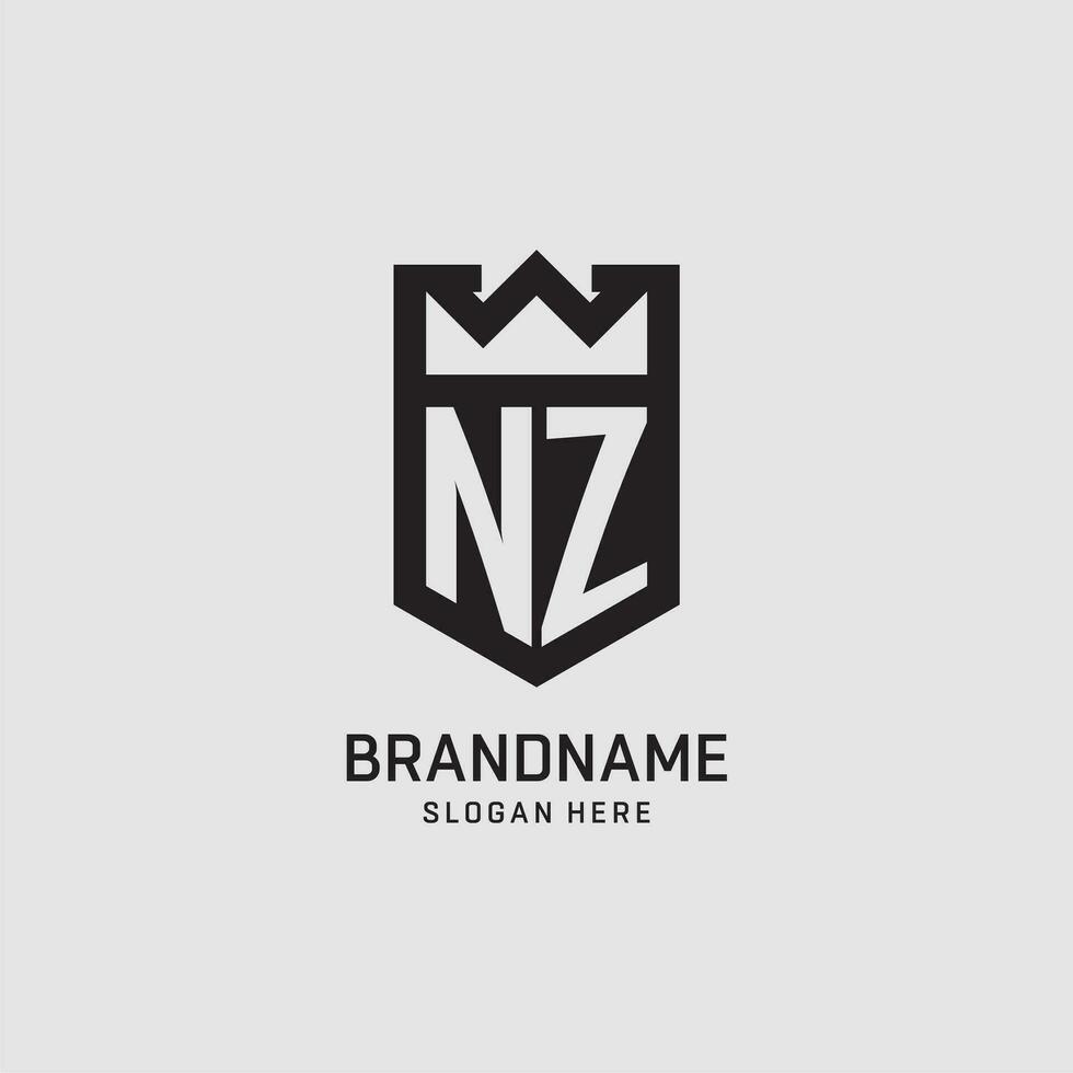 iniziale nz logo scudo forma, creativo esport logo design vettore