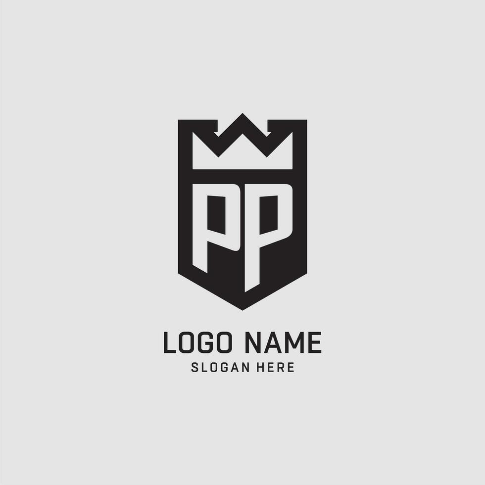 iniziale pp logo scudo forma, creativo esport logo design vettore