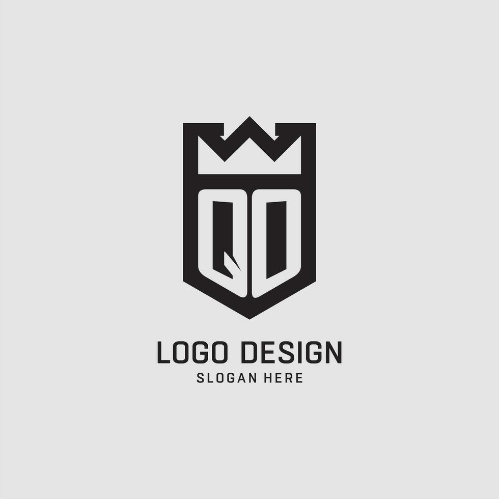 iniziale qo logo scudo forma, creativo esport logo design vettore