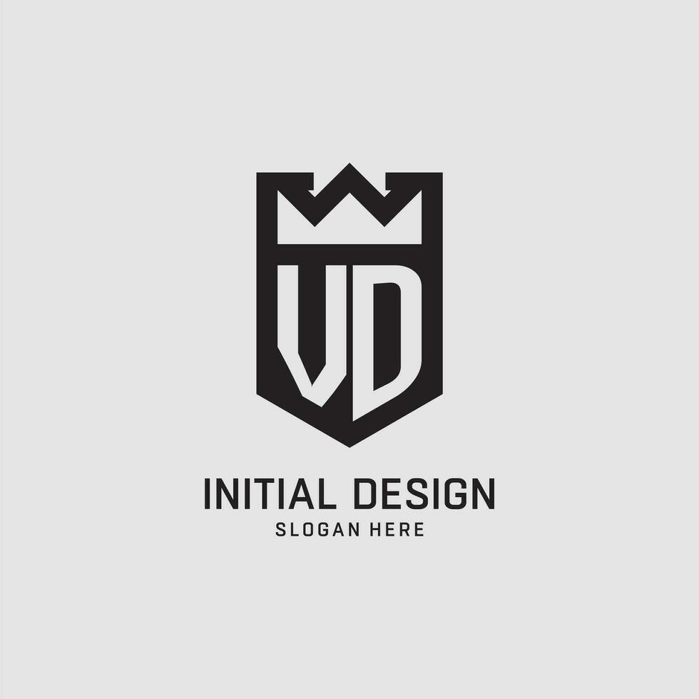 iniziale vd logo scudo forma, creativo esport logo design vettore